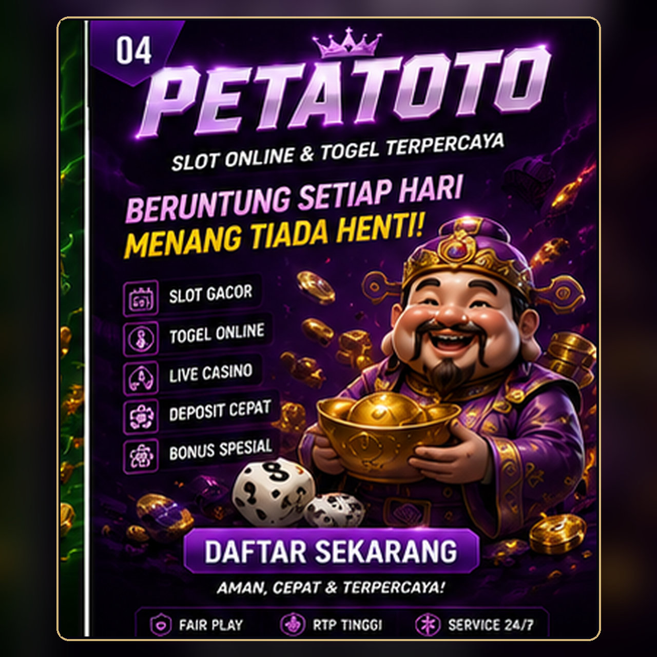 Banner PETATOTO — ilustrasi layanan dan kategori permainan